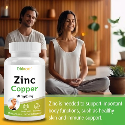 Zinc with Copper Capsules, 120 Count, Minerals and Antioxidant Supplement for Immunity and Mood, Promote Vision and Skin Health