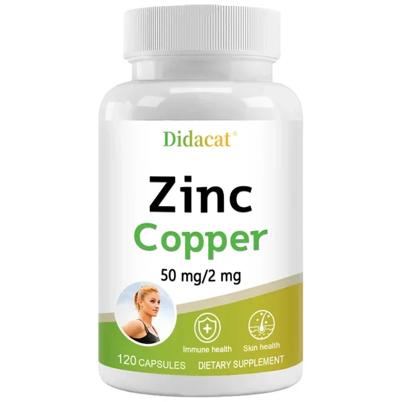 Zinc with Copper Capsules, 120 Count, Minerals and Antioxidant Supplement for Immunity and Mood, Promote Vision and Skin Health