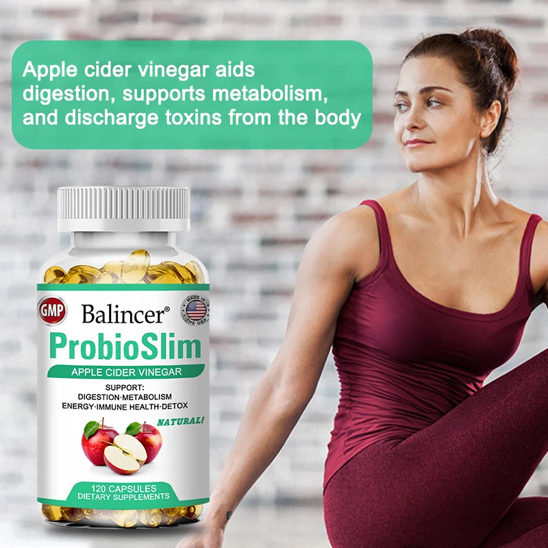 Apple Cider Vinegar Capsules - Detoxification, Weight Management, Supports Cardiovascular and Digestive Health