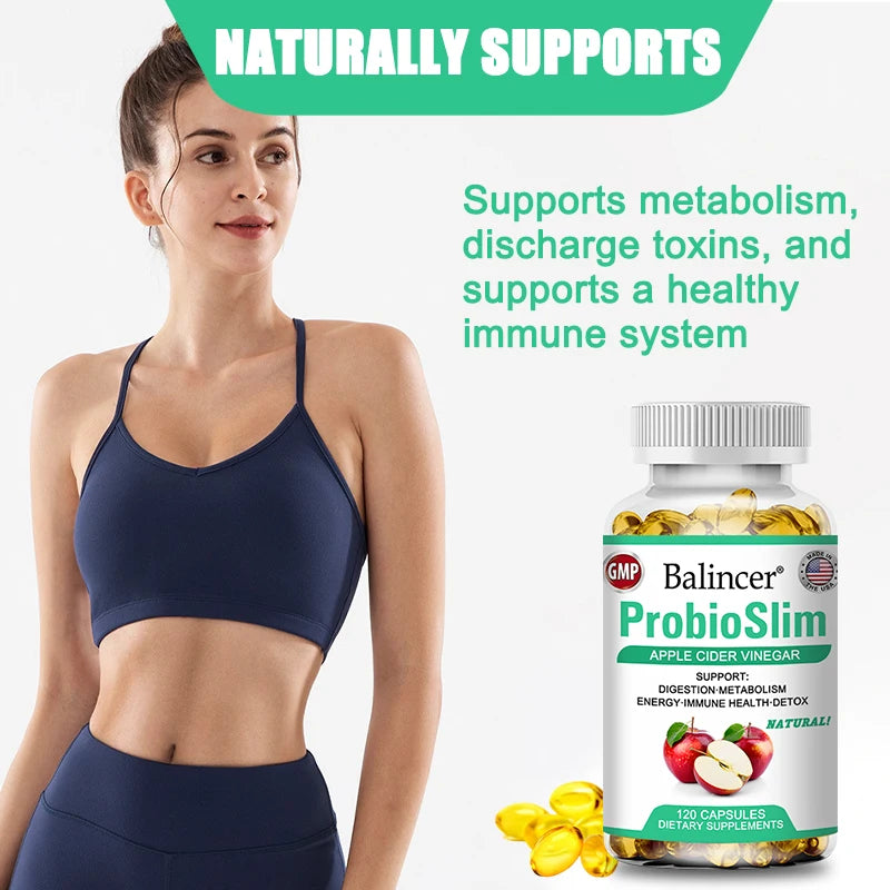 Apple Cider Vinegar Capsules - Detoxification, Weight Management, Supports Cardiovascular and Digestive Health