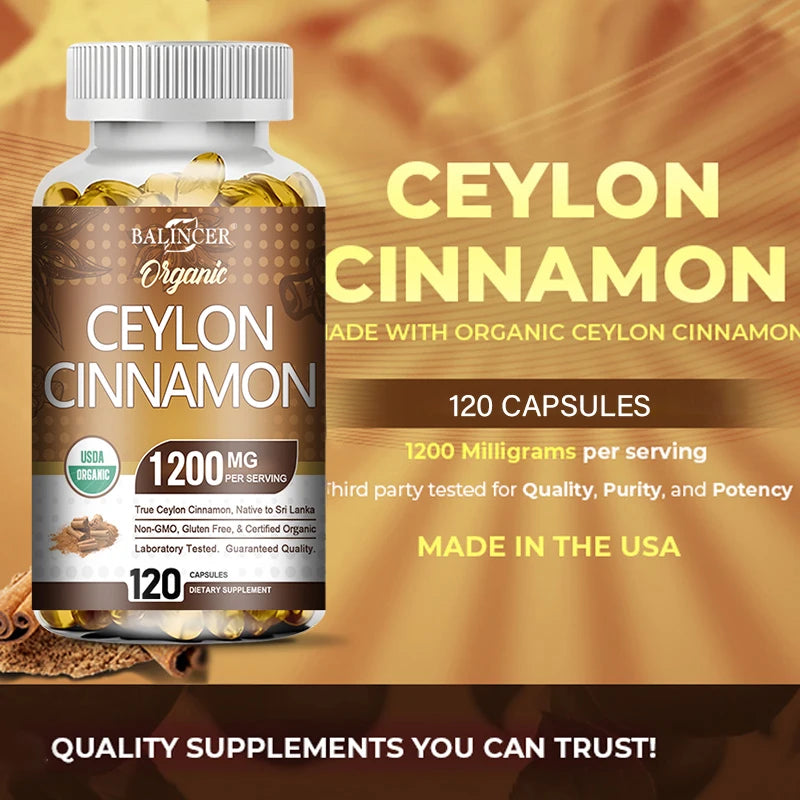 Organic Ceylon Cinnamon 1200mg Capsules Supports Healthy Blood Sugar Levels Digestion Antioxidant Ceylon Cinnamon Vegan