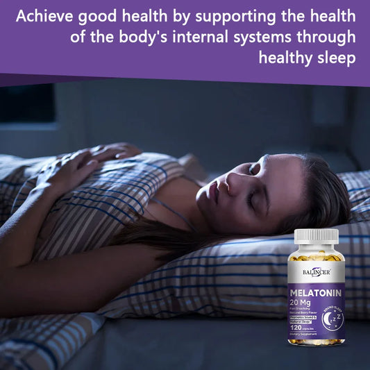 Melatonin Capsules - All-natural Nighttime Supplement for Adults, Improves Sleep Quality, Relaxation, Deep Sleep, Vegan, Non-GMO