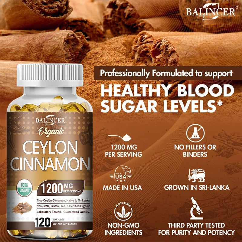 Organic Ceylon Cinnamon 1200mg Capsules Supports Healthy Blood Sugar Levels Digestion Antioxidant Ceylon Cinnamon Vegan