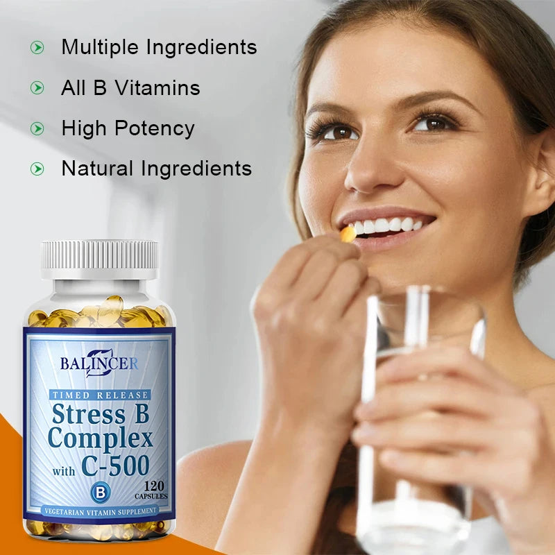 Vitamin B Complex - Supports Energy, Nervous System Health, Boosts Immunity, Antioxidant Supplement-120 Capsules